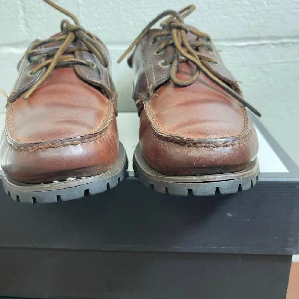 Timberland Classic Lug Boat Shoe Gore Tex Brown Leather 3 Eye Men's Size 8 US